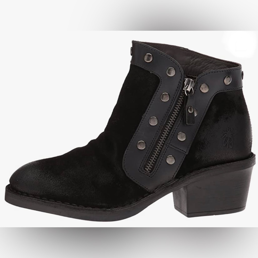 NIB NWT Fly London Duke941fly Black Suede Leather Bootie Duke Boots sz 5.5-6 36